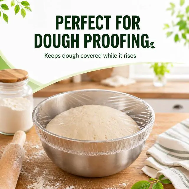 Alt view image 3 of 7 - Plastic Bowl Covers for Sourdough Proofing, Fits Bowls Up to 9.5" 200 Pcs | 200 pack value, Disposable food covers, Elastic edge fit, Fits bowls up to 9.5", Sourdough proofing, Food storage