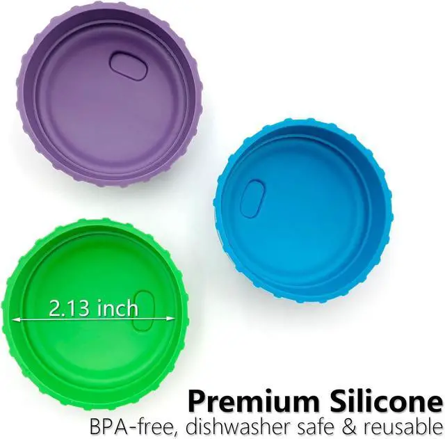 Alt view image 2 of 7 - 6 PCS Silicone Soda Can Lids, Reusable Can Covers in 6 Colors 3 with Straw Openings & 3 Fully Sealed Leakproof BPA-Free Can Tops for Beer, Soda, Juice, 2.13 Inch Standard Cans