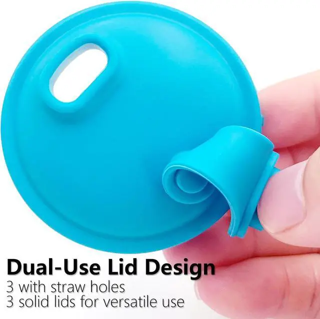 Alt view image 4 of 7 - 6 PCS Silicone Soda Can Lids, Reusable Can Covers in 6 Colors 3 with Straw Openings & 3 Fully Sealed Leakproof BPA-Free Can Tops for Beer, Soda, Juice, 2.13 Inch Standard Cans