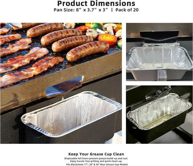 Alt view image 4 of 7 - Grease Cup Liners for Blackstone Griddles, Rear Tray, 20 Pack