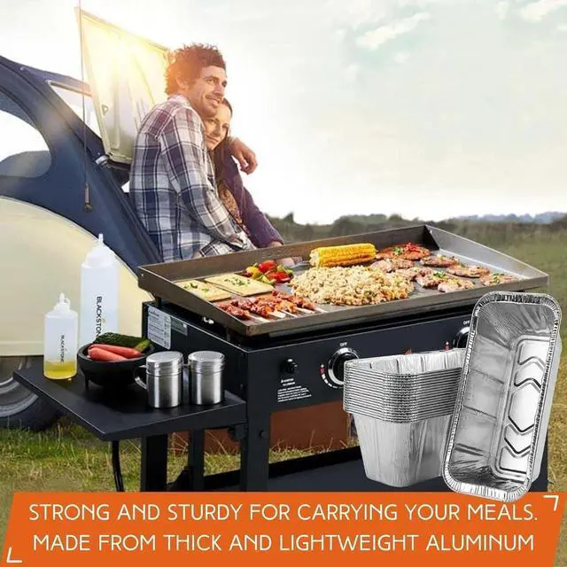 Alt view image 6 of 7 - Findful 30-Pack Drip Pans Liners Compatible for Blackstone Griddle Accessories, Aluminum Foil Pan Disposable for 17" 22" 28" 36" Blackstone Griddle Drip Tray Holder Grill Rear Grease Catcher Cup