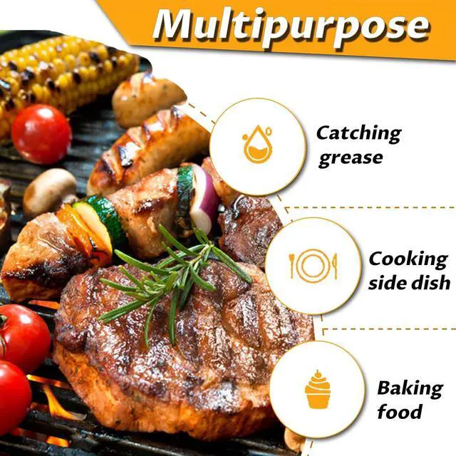 Alt view image 6 of 6 - Drip Pans for Weber - Grill Accessories for Weber Genesis, Spirit, Q Series - Reusable Silicone Grill Grease Tray Liners for Ninja Woodfire Grill - 8.5" x 6" - 2 Pack - Gray & Orange