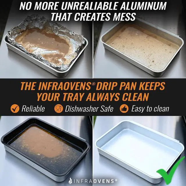 Alt view image 2 of 4 - INFRAOVENS Drip Pan for Weber Genesis, Spirit, Q Series - Silicone Reusable Grill Grease Tray Liner, Catch Pan and Grilling Charts, Grill Accessories