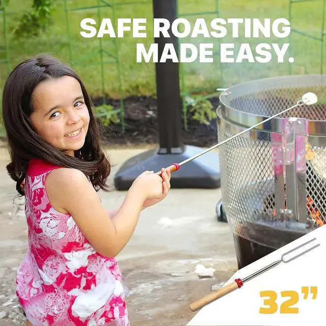 Alt view image 3 of 7 - MalloMe Smores Sticks for Fire Pit Long - Marshmallow Roasting Sticks Smores Kit - Smore Skewers Hot Dog Fork Campfire Cooking Equipment, Camping Essentials S'mores Gear Outdoor Accessories 32" 5 Pack