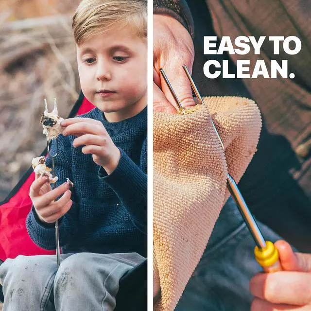 Alt view image 5 of 7 - MalloMe Smores Sticks for Fire Pit Long - Marshmallow Roasting Sticks Smores Kit - Smore Skewers Hot Dog Fork Campfire Cooking Equipment, Camping Essentials S'mores Gear Outdoor Accessories 32" 5 Pack