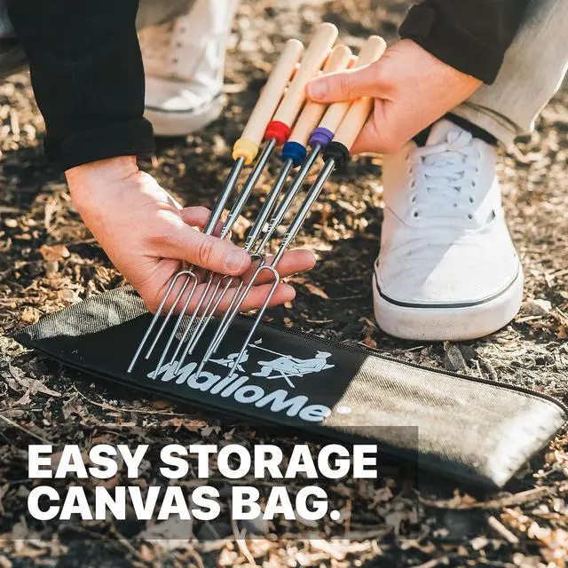 Alt view image 6 of 7 - MalloMe Smores Sticks for Fire Pit Long - Marshmallow Roasting Sticks Smores Kit - Smore Skewers Hot Dog Fork Campfire Cooking Equipment, Camping Essentials S'mores Gear Outdoor Accessories 32" 5 Pack