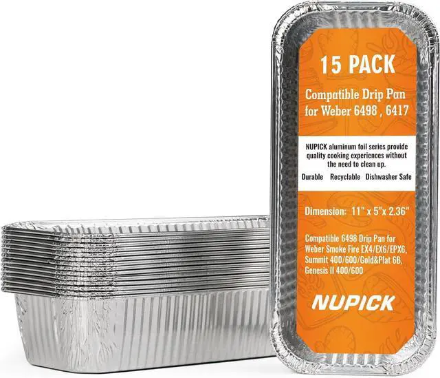 Main image of NUPICK 15 Pack Drip Pan Compatible for Weber SmokeFire EX4 / EX6 / EPX6