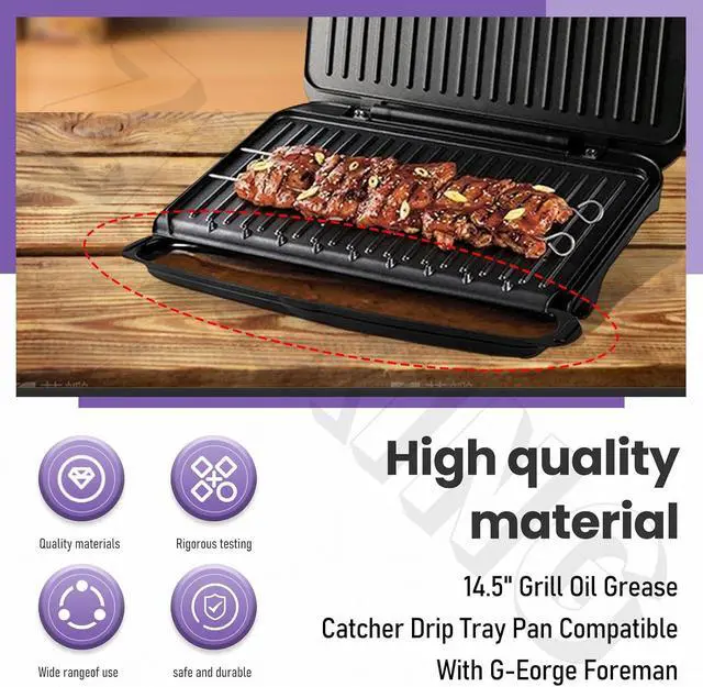 Alt view image 4 of 7 - 14.5" Grill Oil Grease Catcher Drip Tray Pan for George & Most Grills