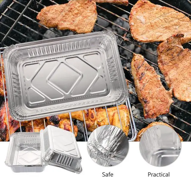 Alt view image 3 of 6 - Waytiffer 20Pack Drip Pans Compatible with Weber Grills Spirit Gas Grills, Q Grills, Genesis and Genesis II LX 200 300 Series,Disposable Aluminum Foil BBQ Grease Trays, 8.5 x 6 Inch