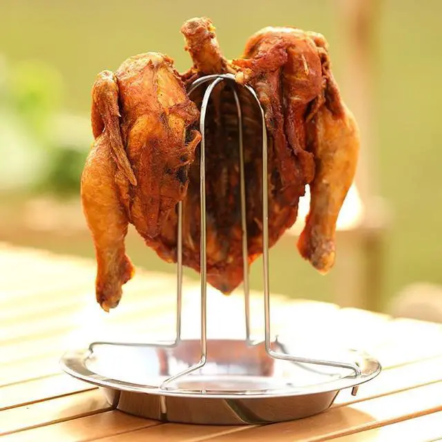Alt view image 5 of 7 - Stainless Steel Chicken Roaster Rack - Detachable Barbecue Grill Stand for Outdoor & Garden Cooking Grilling Cookware(17x16.5cm, Silver)