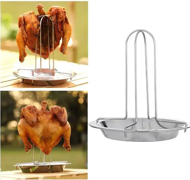 Alt view image 6 of 7 - Stainless Steel Chicken Roaster Rack - Detachable Barbecue Grill Stand for Outdoor & Garden Cooking Grilling Cookware(17x16.5cm, Silver)