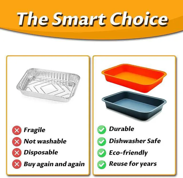 Alt view image 4 of 6 - Drip Pans for Weber - Grill Accessories for Weber Genesis, Spirit, Q Series - Reusable Silicone Grill Grease Tray Liners for Ninja Woodfire Grill - 8.5" x 6" - 2 Pack - Gray & Orange