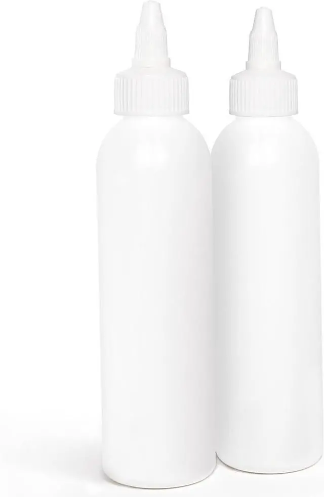 Main image of BRIGHTFROM Twist Top Applicator Bottles, Squeeze 6 OZ Empty Plastic Bottles, Refillable, Open/Close Nozzle - Multi Purpose (Pack of 2) (White)