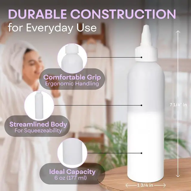 Alt view image 3 of 7 - BRIGHTFROM Twist Top Applicator Bottles, Squeeze 6 OZ Empty Plastic Bottles, Refillable, Open/Close Nozzle - Multi Purpose (Pack of 2) (White)