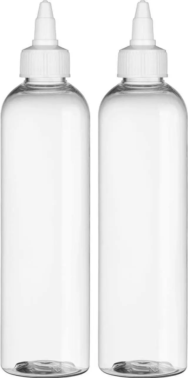Main image of BRIGHTFROM Twist Top Applicator Bottles, 8 OZ Crystal Clear, Squeeze Empty Plastic Bottles, BPA-Free, PET, Refillable, Open/Close Nozzle - Multi Purpose (Pack of 2)