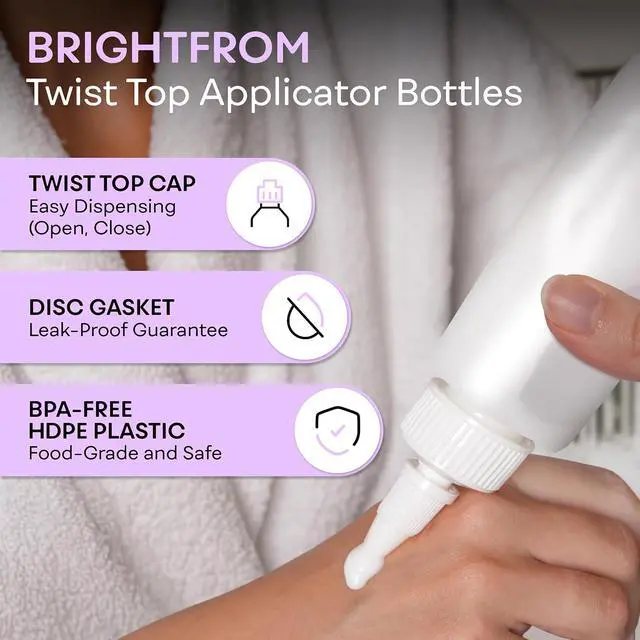 Alt view image 2 of 7 - BRIGHTFROM Twist Top Applicator Bottles, Squeeze 2 OZ Empty Plastic Bottles, Refillable, Open/Close Nozzle - Multi Purpose (Pack of 2)