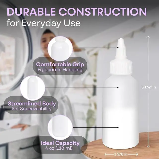 Alt view image 3 of 7 - BRIGHTFROM Twist Top Applicator Bottles, Squeeze 4 OZ Empty Plastic Bottles, Refillable, Open/Close Nozzle - Multi Purpose (Pack of 2)