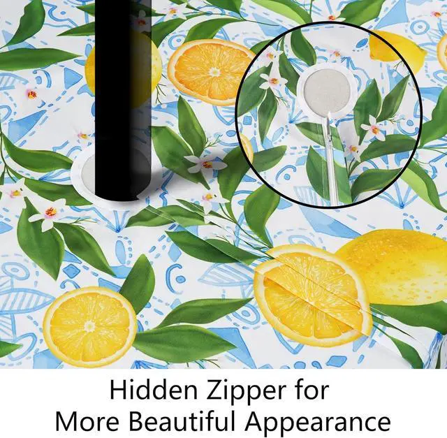 Alt view image 2 of 7 - Outdoor Tablecloth with Umbrella Hole and Zipper, Rectangle Patio Table Covers for Spring/Summer, Machine Washable Outdoor Picnic Table Cloth (Lemon, 60" × 84" Rectangular)