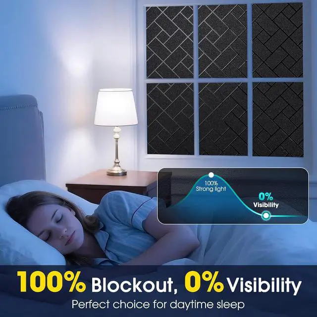 Alt view image 2 of 7 - Coavas Total Blackout Window Privacy Film 100% Light Blocking & UV Protection, Static Cling Frosted Privacy Cover No Glue Heat Control Room Darkening Shade for Bedroom, Nursery,17.5 x 78.7 inches