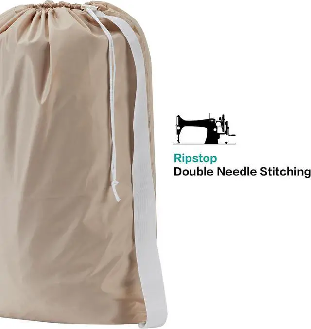 Alt view image 4 of 7 - HOMEST XL Nylon Laundry Bag with Strap, Large Dirty Clothes Organizer, Easy Fit a Laundry Hamper or Basket, Can Carry Up to 4 Loads of Laundry, Beige