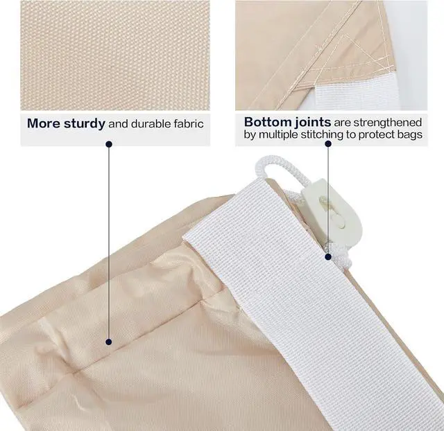 Alt view image 5 of 7 - HOMEST XL Nylon Laundry Bag with Strap, Large Dirty Clothes Organizer, Easy Fit a Laundry Hamper or Basket, Can Carry Up to 4 Loads of Laundry, Beige