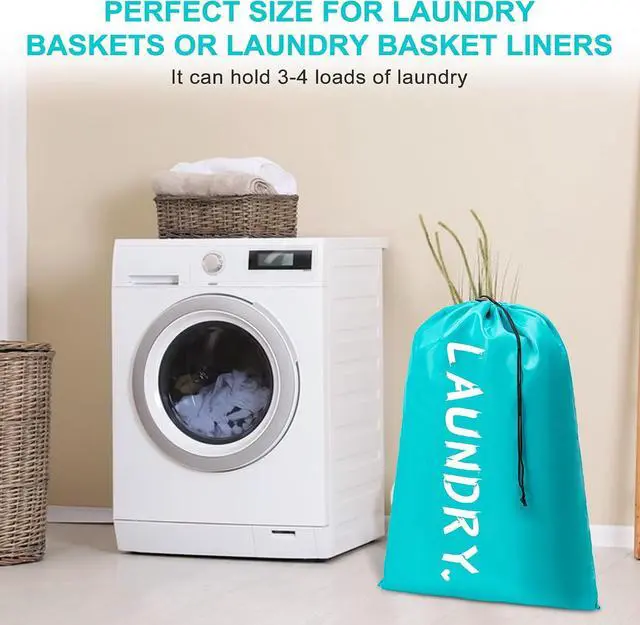 Alt view image 6 of 7 - 2 Pack XL Travel Laundry Bag, Machine Washable Dirty Clothes Organizer with Drawstring,Large Enough to Hold 4 Loads of Laundry, Easy Fit a Laundry Hamper or Basket Travel Essentials 24" x 36"