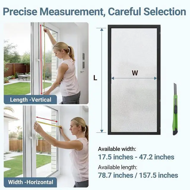 Alt view image 8 of 8 - Lovepea Pure Frosted Glass Window Film 24 Hours Two Way Privacy Protection | Static Cling, Heat Blocking, Removable, Ideal for Privacy scenarios Such as Home bathroom Office Doors (17.5 x 78.7 Inch)