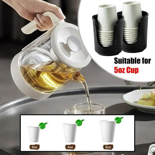 Alt view image 4 of 5 - Black Cup Dispenser 3oz-5oz Disposable Paper Cup Holder Cotton Pad Holder with Vertical Stripes