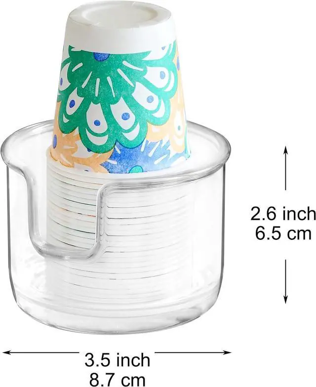 Alt view image 2 of 4 - Youngever 2 Pack Plastic Disposable Paper Cup Dispenser, Small Plastic Dispenser Cup Holder (Clear)