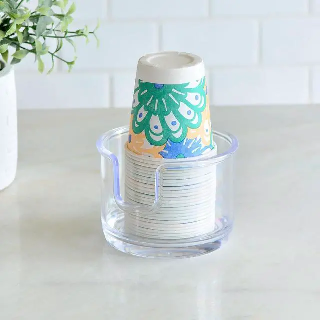 Alt view image 3 of 4 - Youngever 2 Pack Plastic Disposable Paper Cup Dispenser, Small Plastic Dispenser Cup Holder (Clear)