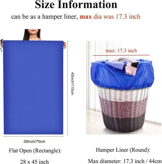 Alt view image 2 of 7 - OTraki 28x45 inch Extra Large Laundry Bag 2 Pack Drawstring Laundry Hamper Bag Heavy Duty Dirty Clothes Bag Washable Organizer Storage for Camp Drying Do Not Exceed 176 Blue