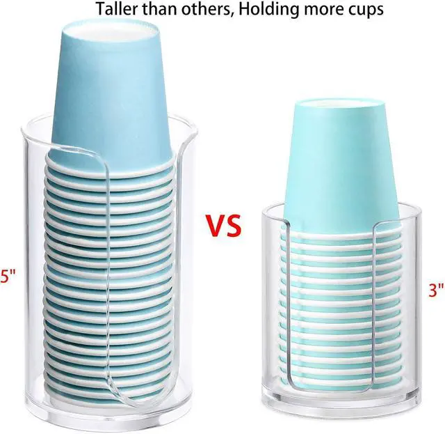 Alt view image 2 of 6 - Bathroom Cup Dispenser, 3oz-5oz Small Disposable Paper Cups Holder Clear