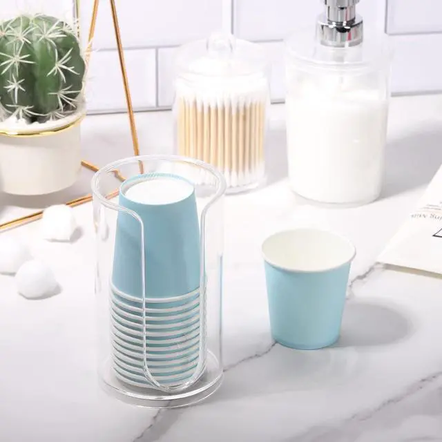 Alt view image 4 of 6 - Bathroom Cup Dispenser, 3oz-5oz Small Disposable Paper Cups Holder Clear