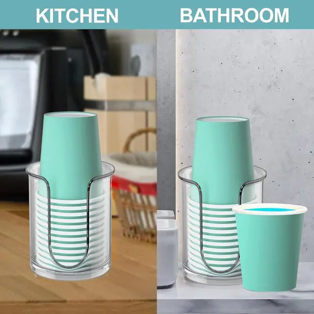 Alt view image 3 of 7 - Bathroom Cup Dispenser 5 oz Countertop,2 Pack Mouthwash Cup Holder for Bathroom,PC Small Disposable Cup Holder for 5oz Paper Cups and Mouthwash Cups
