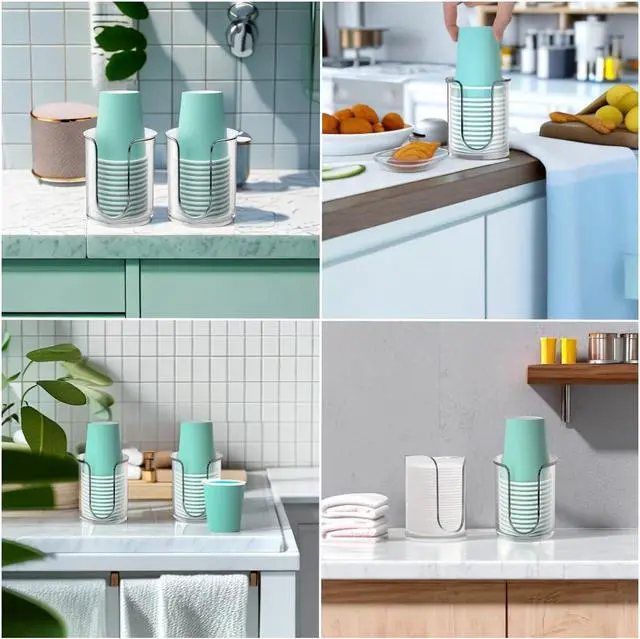 Alt view image 7 of 7 - Bathroom Cup Dispenser 5 oz Countertop,2 Pack Mouthwash Cup Holder for Bathroom,PC Small Disposable Cup Holder for 5oz Paper Cups and Mouthwash Cups