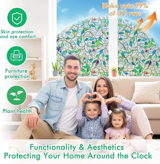 Alt view image 2 of 7 - Upgraded Window Privacy Film Day & Night, Heat Blocking Anti-UV Save Energy