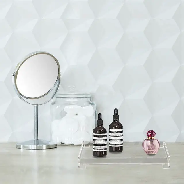 Alt view image 2 of 7 - Vanity Bathroom Tray Acrylic Clear Rectangle Decorative Organizer, Medium