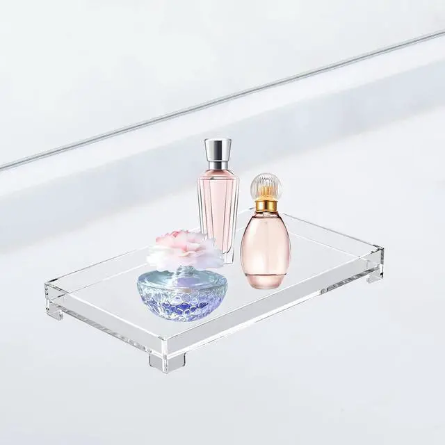 Alt view image 3 of 7 - Vanity Bathroom Tray Acrylic Clear Rectangle Decorative Organizer, Medium