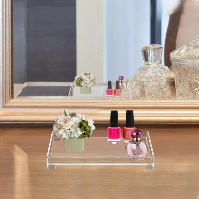 Alt view image 4 of 7 - Vanity Bathroom Tray Acrylic Clear Rectangle Decorative Organizer, Medium