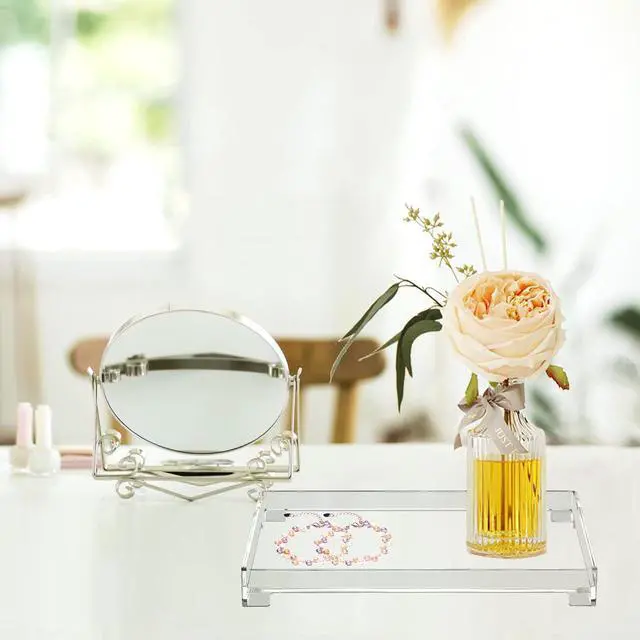 Alt view image 7 of 7 - Vanity Bathroom Tray Acrylic Clear Rectangle Decorative Organizer, Medium