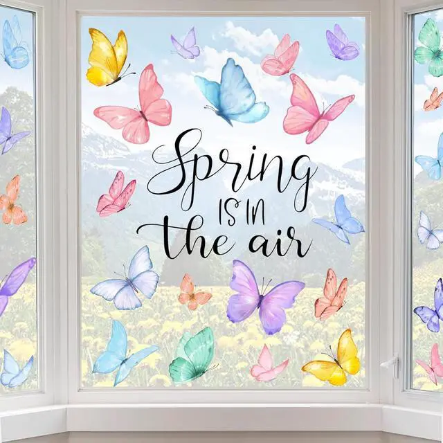 Main image of JOICEE 6 Sheets Spring Window Clings Butterfly Window Stickers Decals
