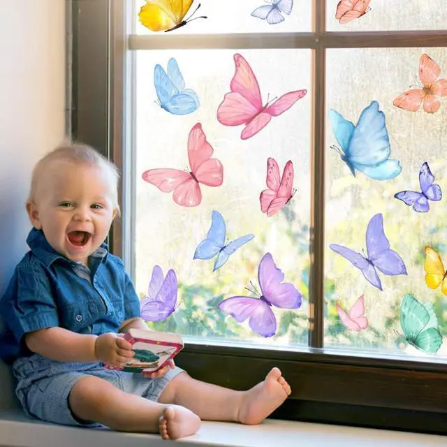 Alt view image 5 of 7 - JOICEE 6 Sheets Spring Window Clings Butterfly Window Stickers Decals