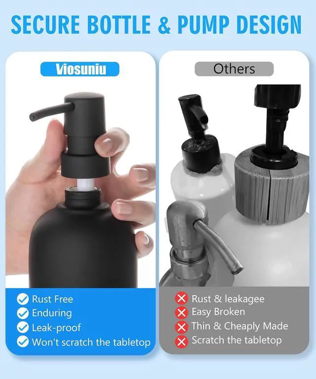 Alt view image 5 of 7 - Black Ceramic Soap Dispenser for Bathroom and Kitchen, 1pack
