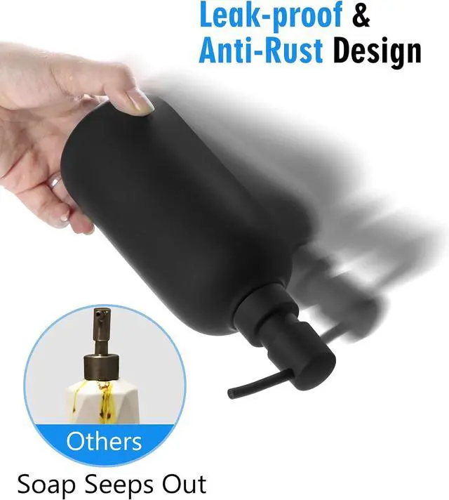 Alt view image 7 of 7 - Black Ceramic Soap Dispenser for Bathroom and Kitchen, 1pack