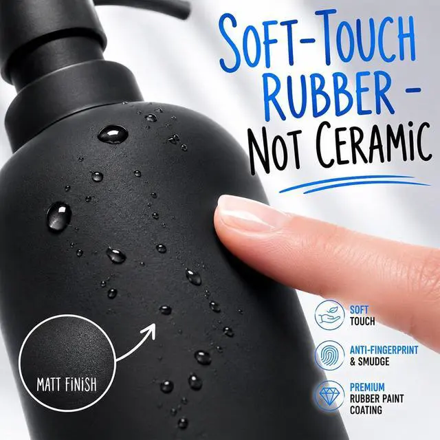 Alt view image 6 of 7 - Black Ceramic Soap Dispenser for Bathroom and Kitchen, 1pack