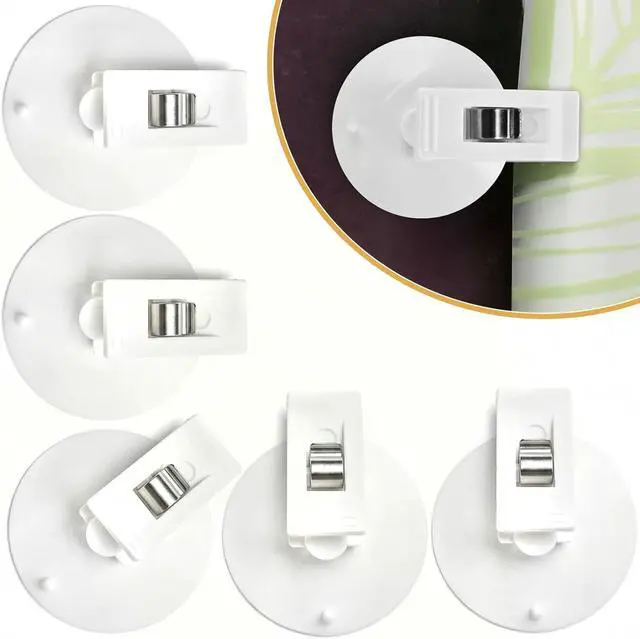 Main image of 6 Packs Shower Curtain Clips with Suction Cup to Keep Liner Closed to Wall and Prevent Water Splashing Out, Self Adhesive Windproof Splash Holder, Easy to Use, Just Press Clip onto Wall