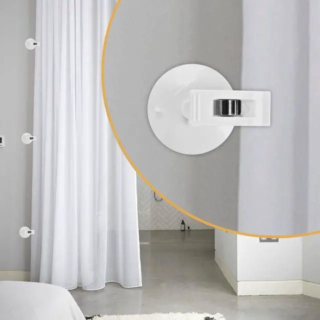 Alt view image 3 of 7 - 6 Packs Shower Curtain Clips with Suction Cup to Keep Liner Closed to Wall and Prevent Water Splashing Out, Self Adhesive Windproof Splash Holder, Easy to Use, Just Press Clip onto Wall