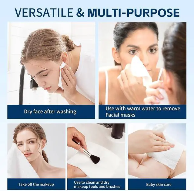 Alt view image 3 of 7 - Chlitina Towels XL, 100% Biobased Face Towel, Disposable Face Towelette, Thick Face Towel for Sensitive Skin, Makeup Remover Dry Wipes, Ultra Soft, Gentle Facial Cleansing Cloths1 Pack, 50 Ct