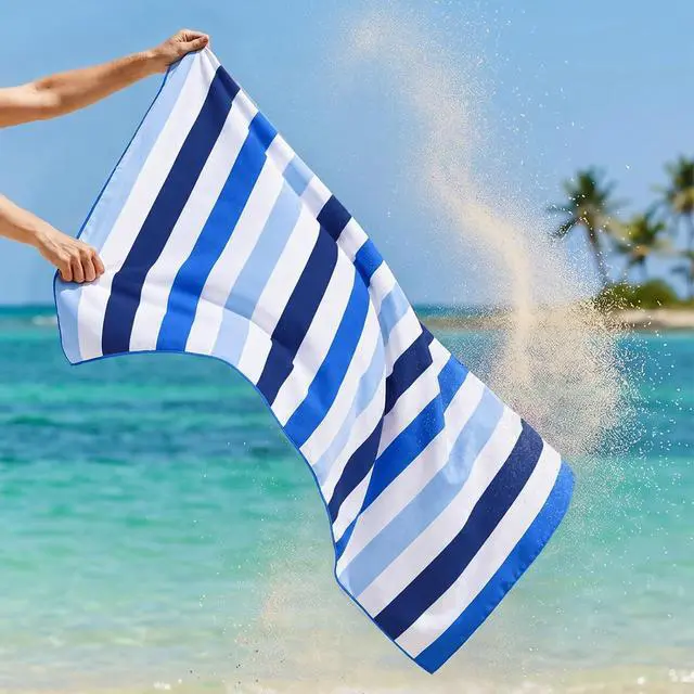 Alt view image 5 of 7 - Exclusivo Mezcla Quick Dry Beach Towel, Large Lightweight Sandfree Pool Towel for Swimming Camping Travel with Bag (Blue, 30x60 Inches)