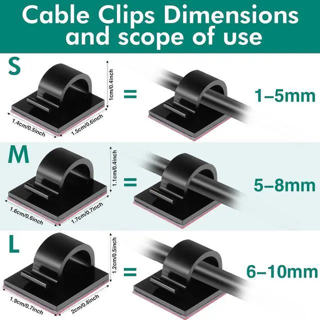 Alt view image 2 of 6 - Namalu 60 Pieces Mini Cable Clips Hooks Christmas Light Clips Self Adhesive Light Hooks Cord Clips for Desk Outdoor String Lights(Small,Black)